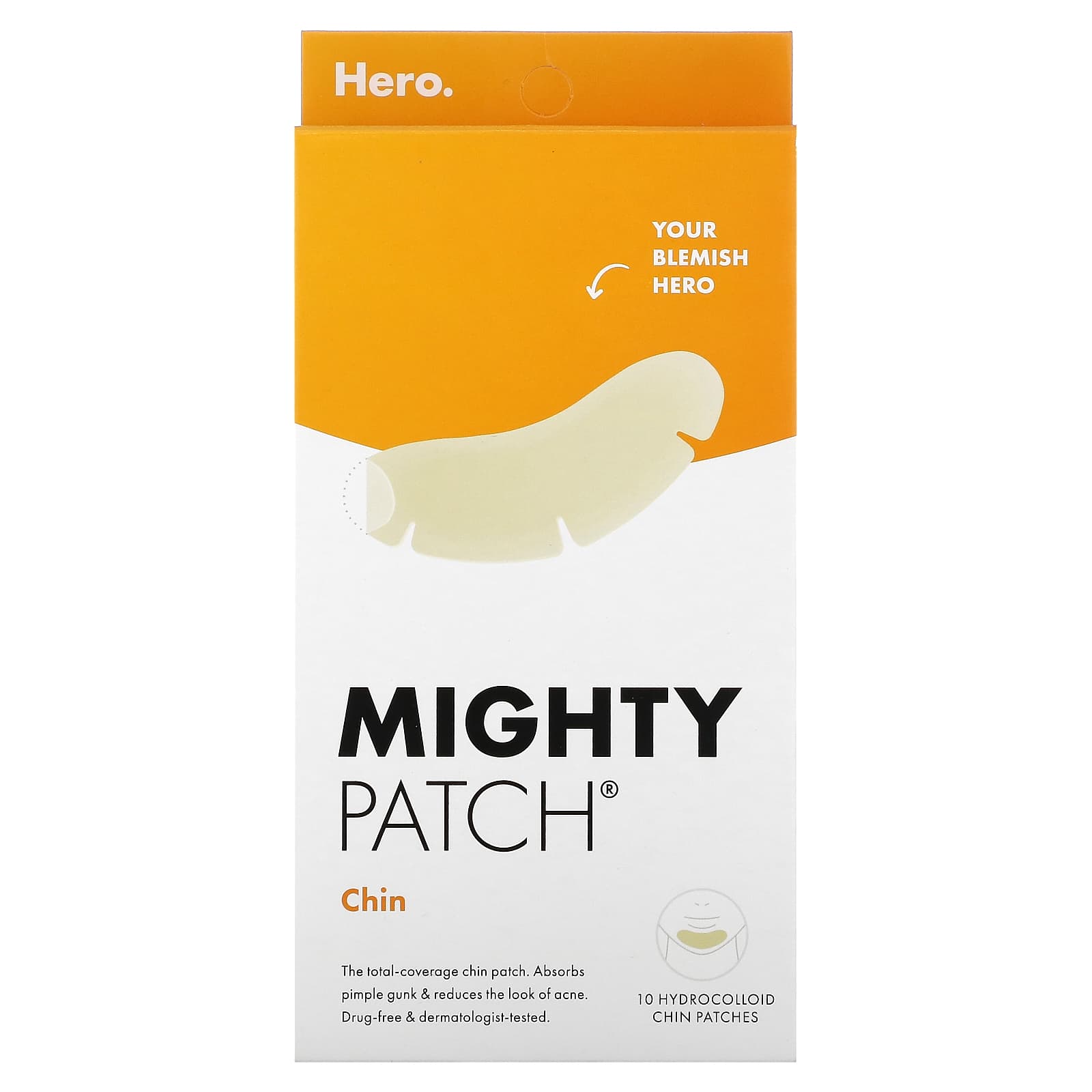Hero Cosmetics Mighty Patch Chin, 10 XL Hydrocolloid Patches for Acne - Image 1