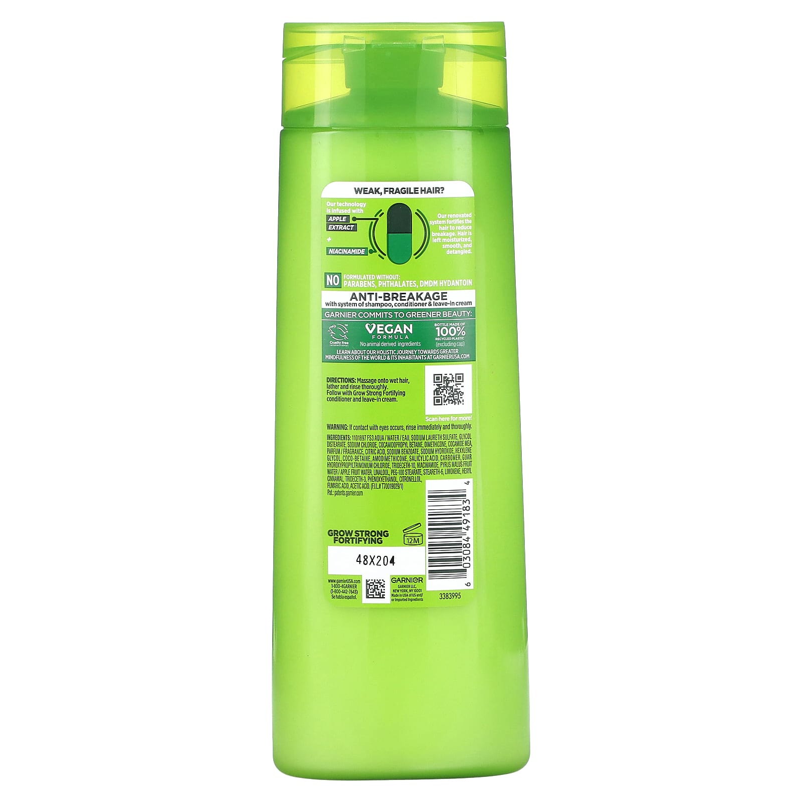 Garnier Grow Strong Fortifying Shampoo, 12.5 fl oz, Cruelty-Free & Vegan - Image 2