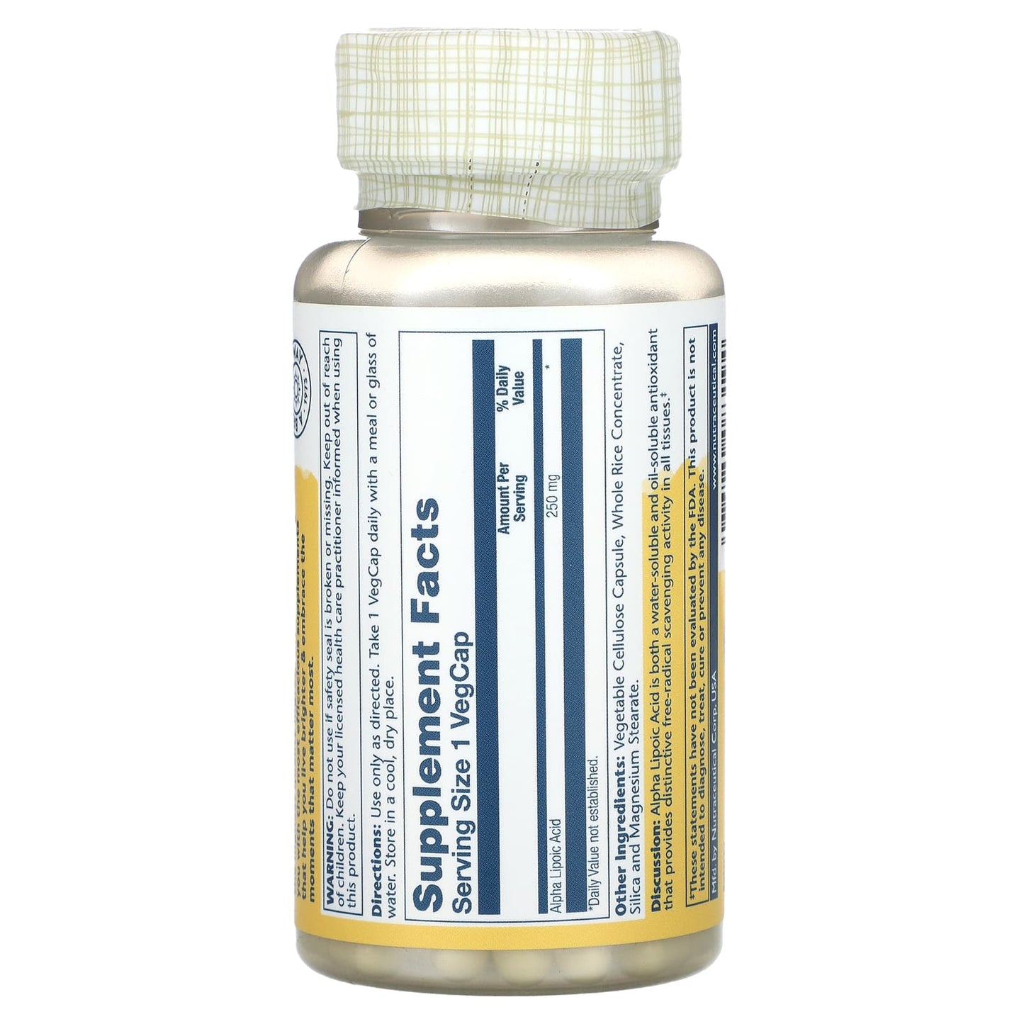 Solaray, Alpha Lipoic Acid, 250 mg, 60 VegCaps - Image 2