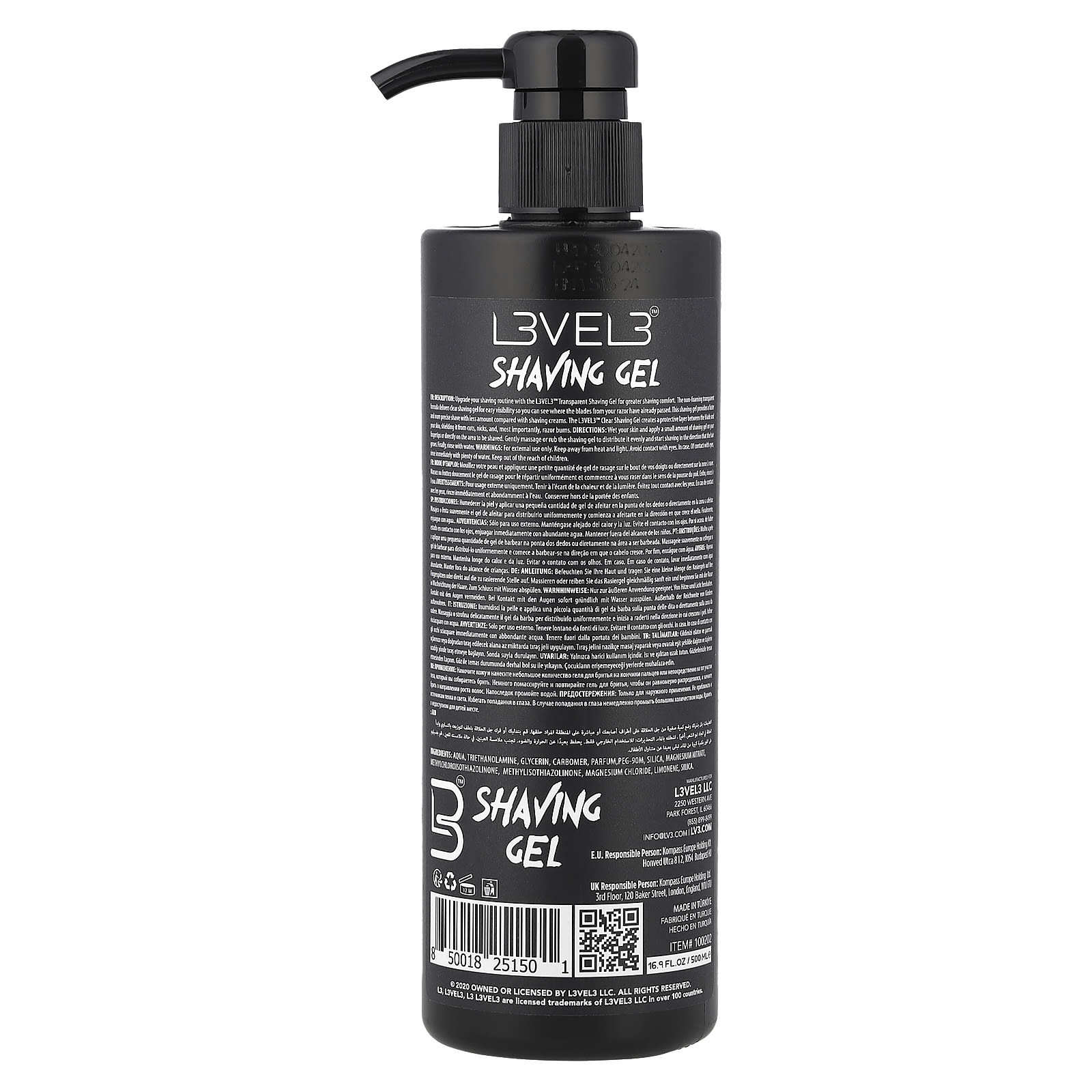 Level 3, Shaving Gel, Ice, 16.9 fl oz (500 ml) - Image 2