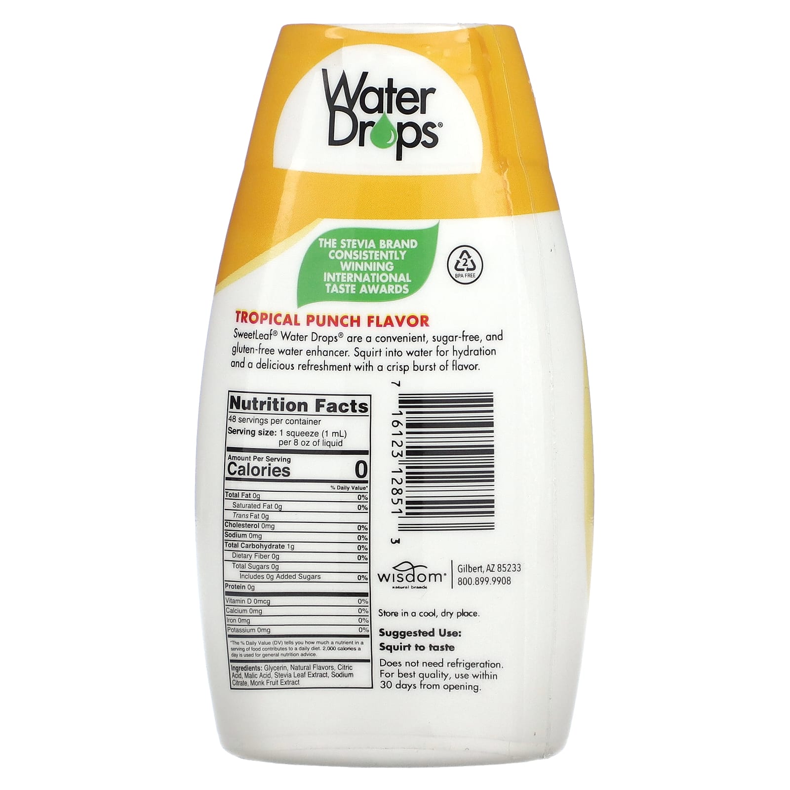 SweetLeaf Stevia, Water Drops, Delicious Stevia Water Enhancer, Tropical Punch, 1.62 fl oz (48 ml) - Image 2