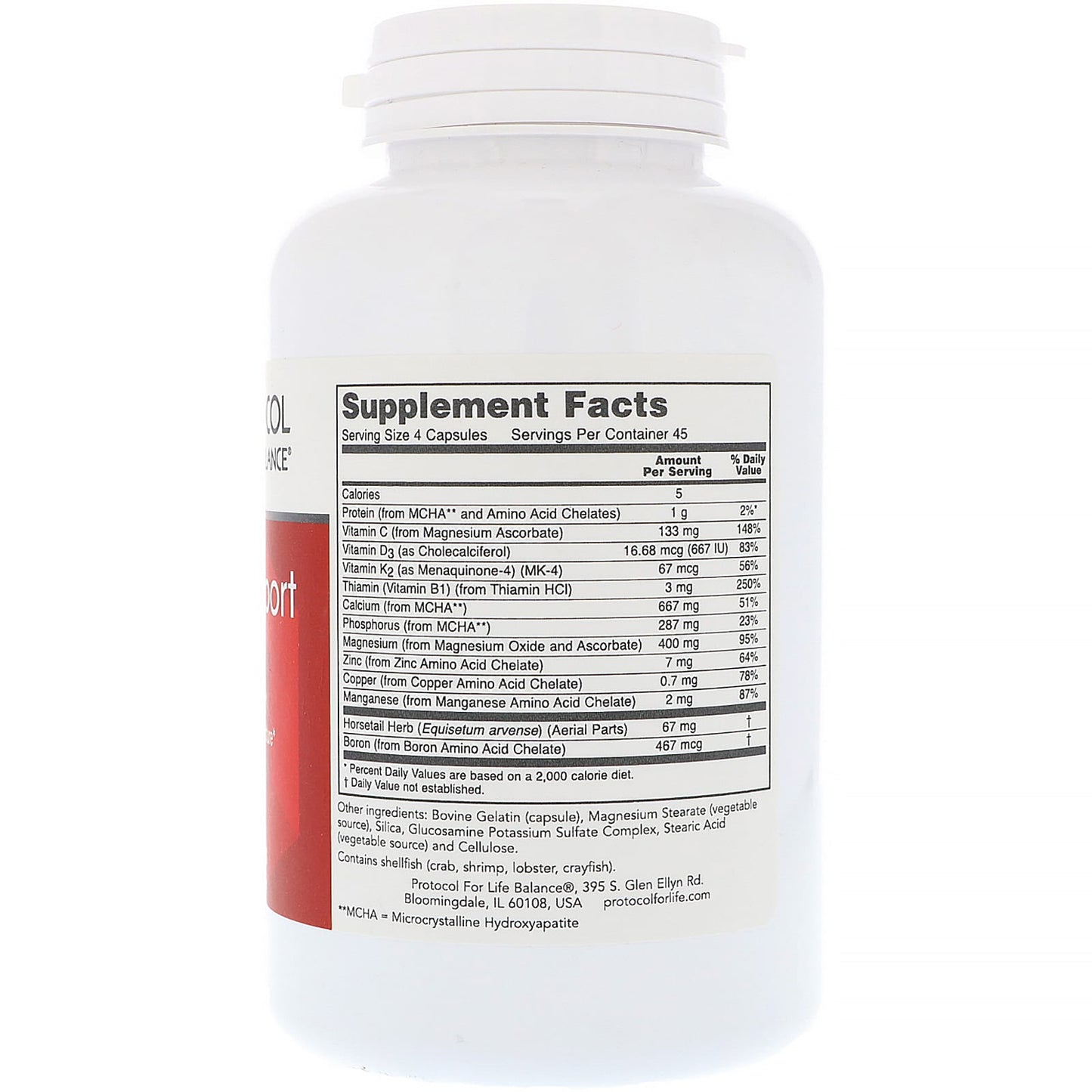 Protocol for Life Balance, Bone Support Formula, 180 Capsules - Image 2