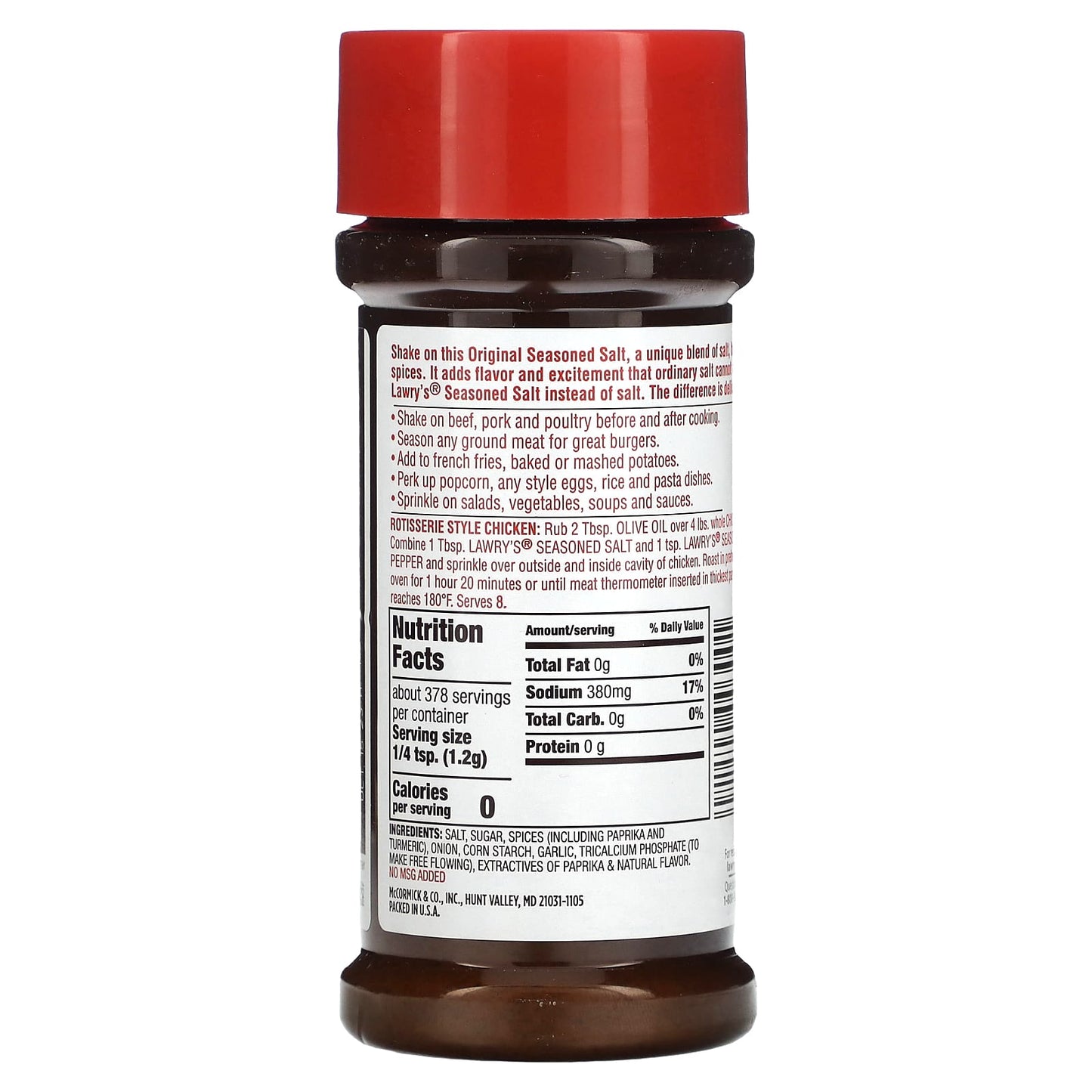 Lawry's, Seasoned Salt, The Original, 16 oz, (453 g) - Image 2