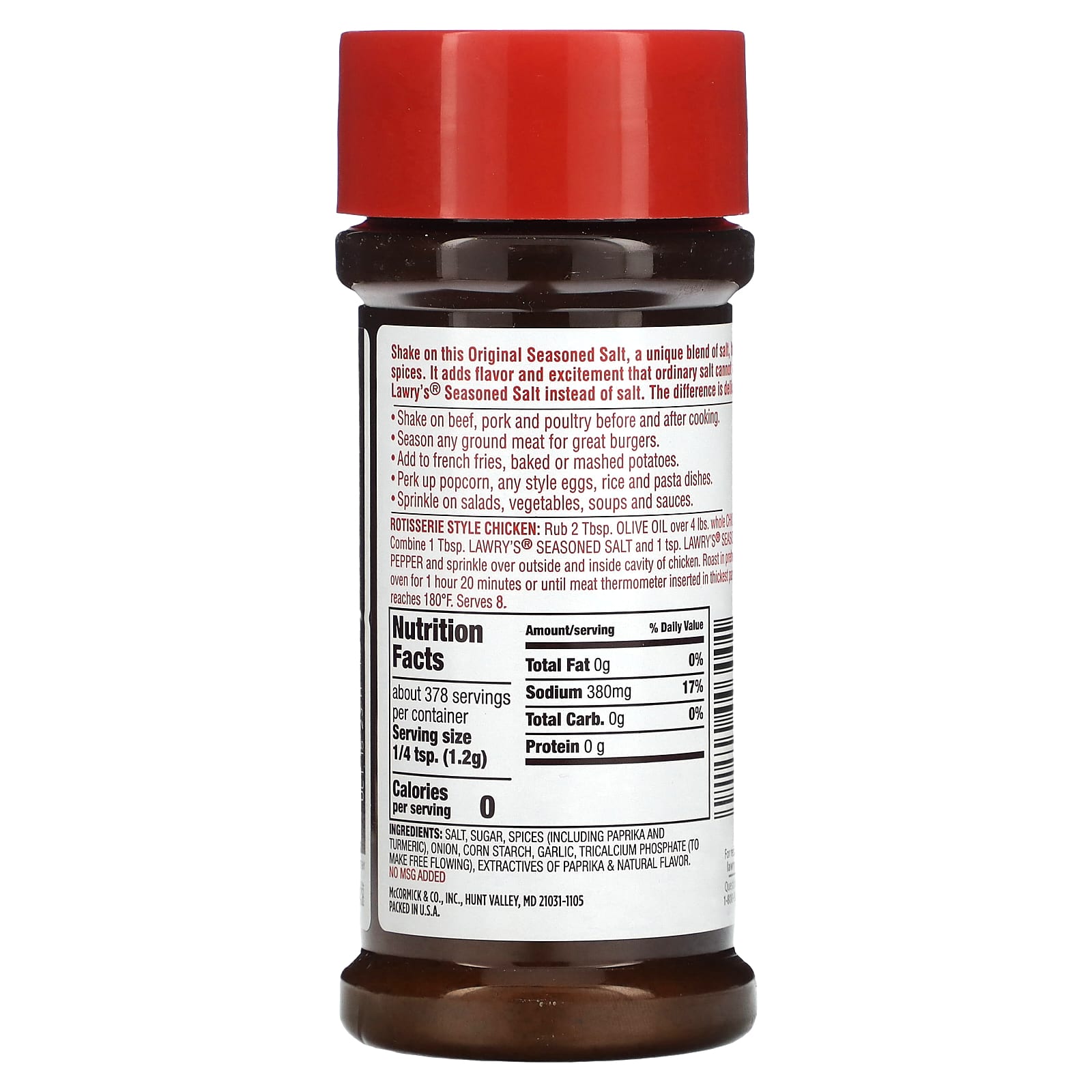 Lawry's, Seasoned Salt, The Original, 16 oz, (453 g) - Image 2