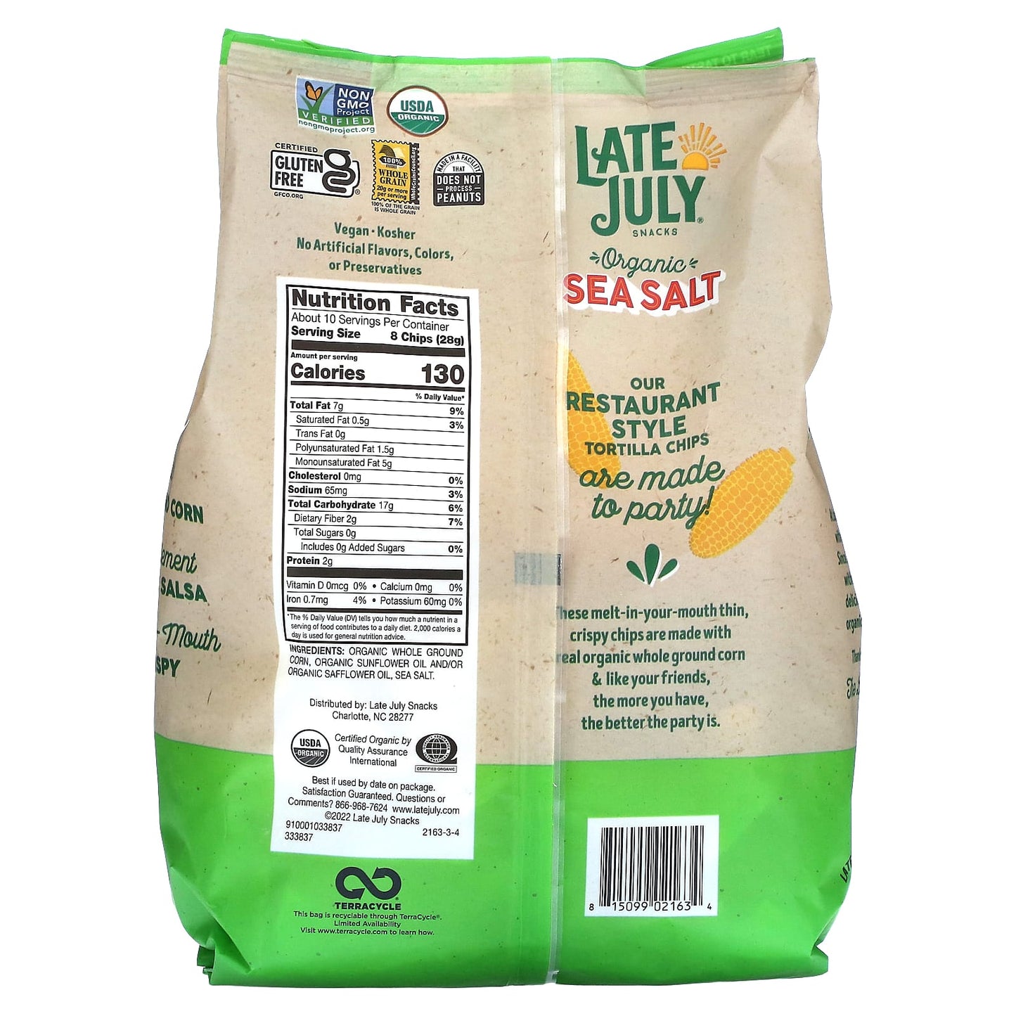 Late July, Organic Tortilla Chips, Thin & Crispy, Sea Salt, 10.1 oz (286 g) - Image 2