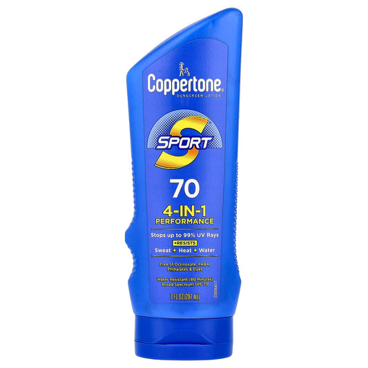 Coppertone Sport Sunscreen Lotion, SPF 70, 4-In-1 Performance, 7 fl oz - Image 1