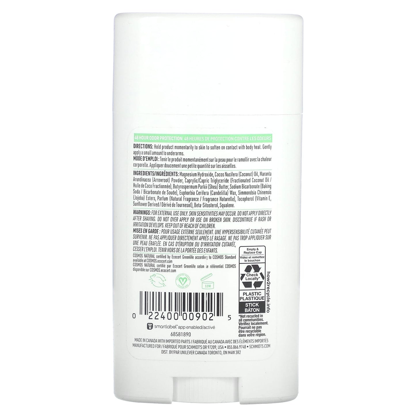 Schmidt's, Natural Deodorant, Fresh Cucumber, 2.65 oz (75 g) - Image 2
