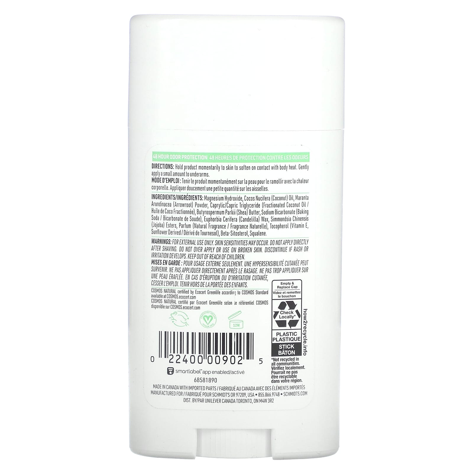 Schmidt's, Natural Deodorant, Fresh Cucumber, 2.65 oz (75 g) - Image 2