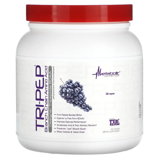 Metabolic Nutrition, Tri-Pep, Branch Chain Amino Acid, Grape, 14.1 oz, (400 g) - Image 1