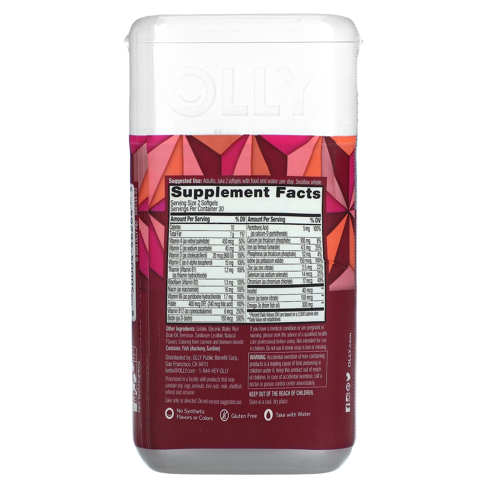 OLLY, Women's Multi + Omega-3, Daily Multivitamin, Ultra Strength, 60 Softgels - Image 2