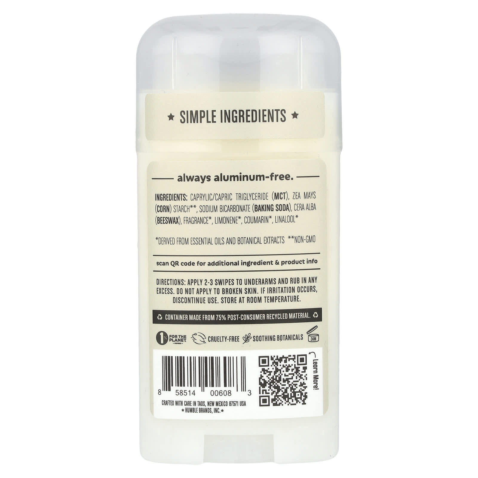 Natural Aluminum-Free Deodorant with Palo Santo & Frankincense - Humble Brands - Image 2