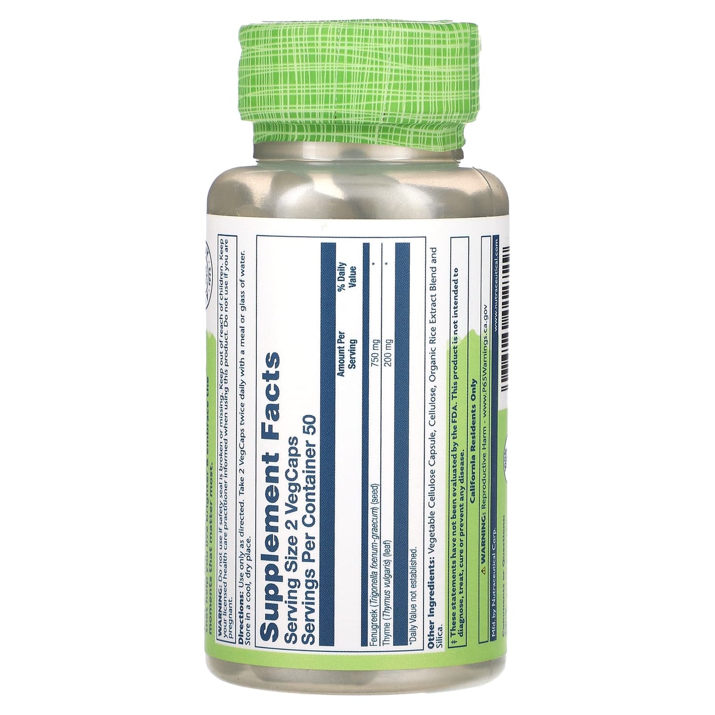 Solaray, True Herbs, Fenugreek Thyme, 100 VegCaps - Image 2