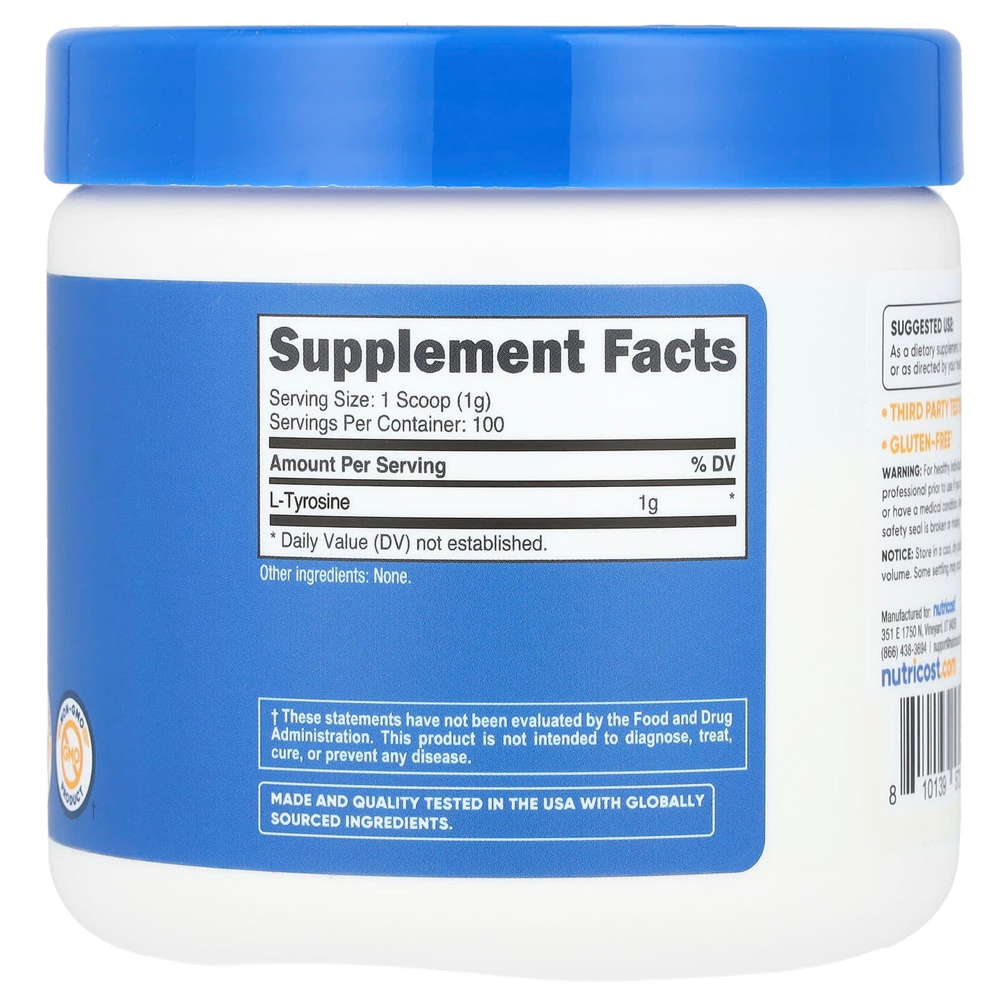 Nutricost, L-Tyrosine, Unflavored, 3.6 oz (102 g) - Image 2