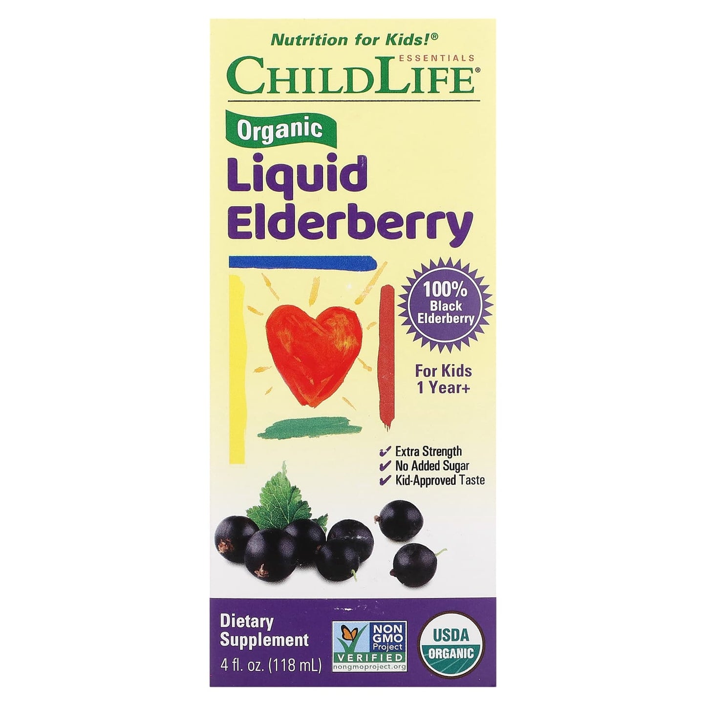 ChildLife Essentials Organic Liquid Elderberry 1 Year+ 4 fl oz - Image 1