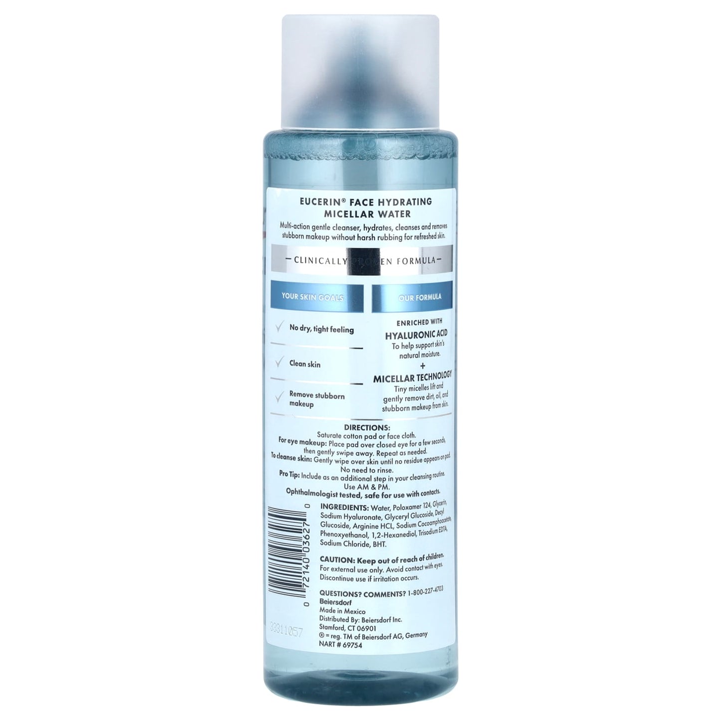Eucerin Hydrating Micellar Water, Fragrance-Free, 13.5 fl oz (400 ml) - Image 2
