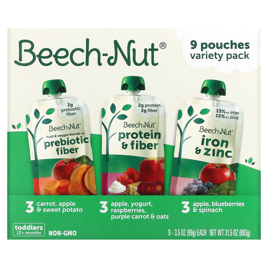 Beech-Nut Variety Baby Food Pouches, 12+ Months, 9 Pouches - Image 1