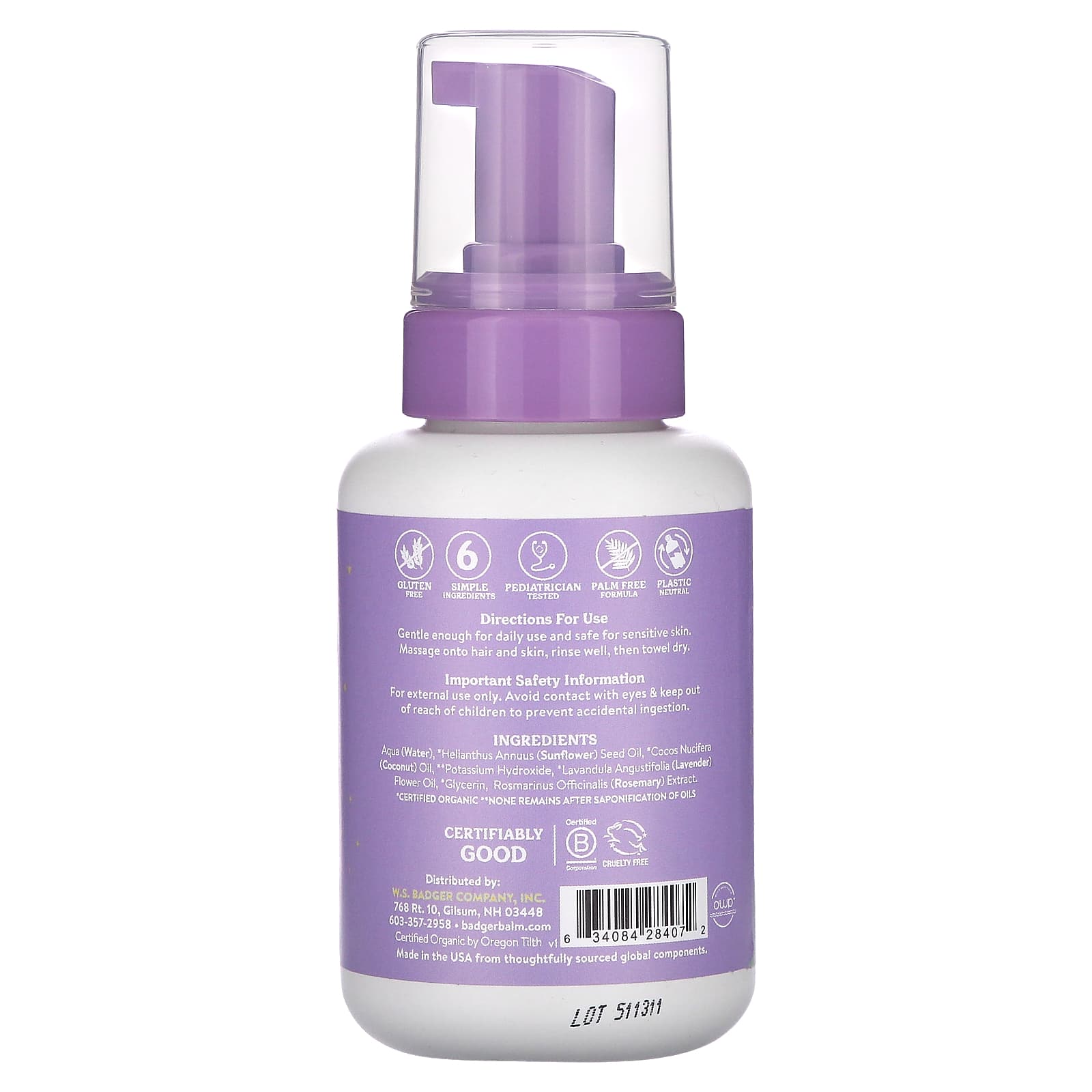 Badger Night-Night Lavender Foaming Shampoo & Wash for Babies - Image 2
