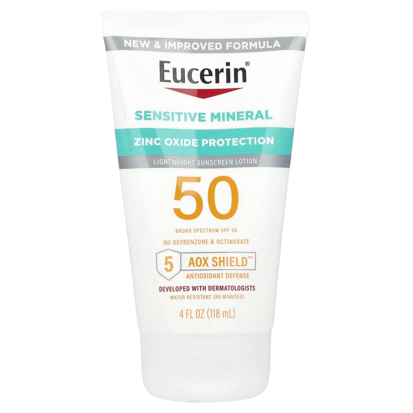 Eucerin Sensitive Mineral Sunscreen Lotion, SPF 50, 4 fl oz - Image 1