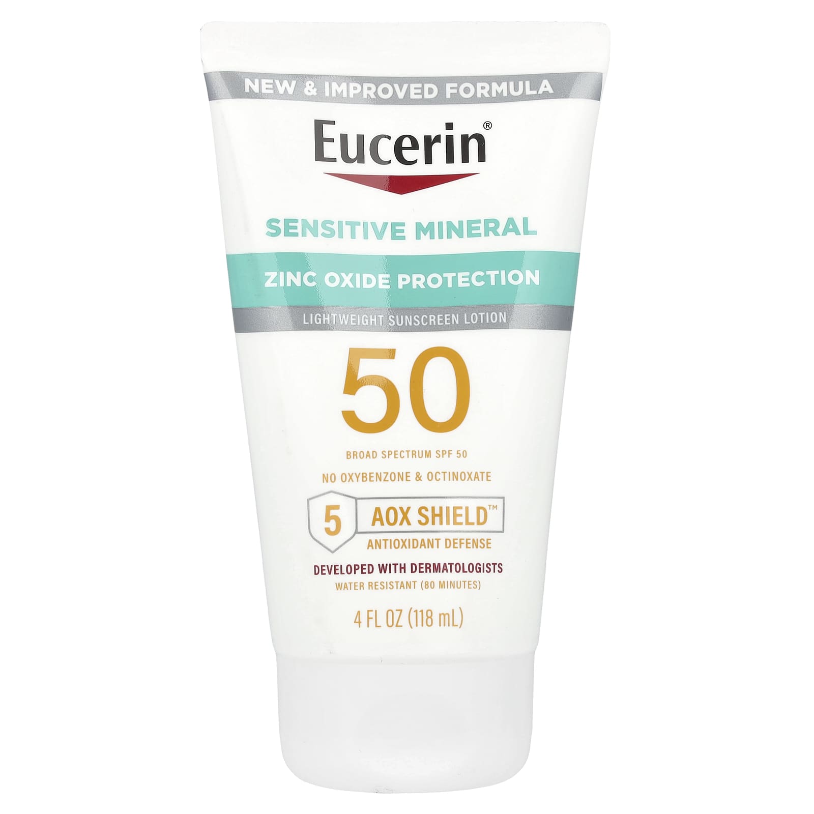 Eucerin Sensitive Mineral Sunscreen Lotion, SPF 50, 4 fl oz - Image 1