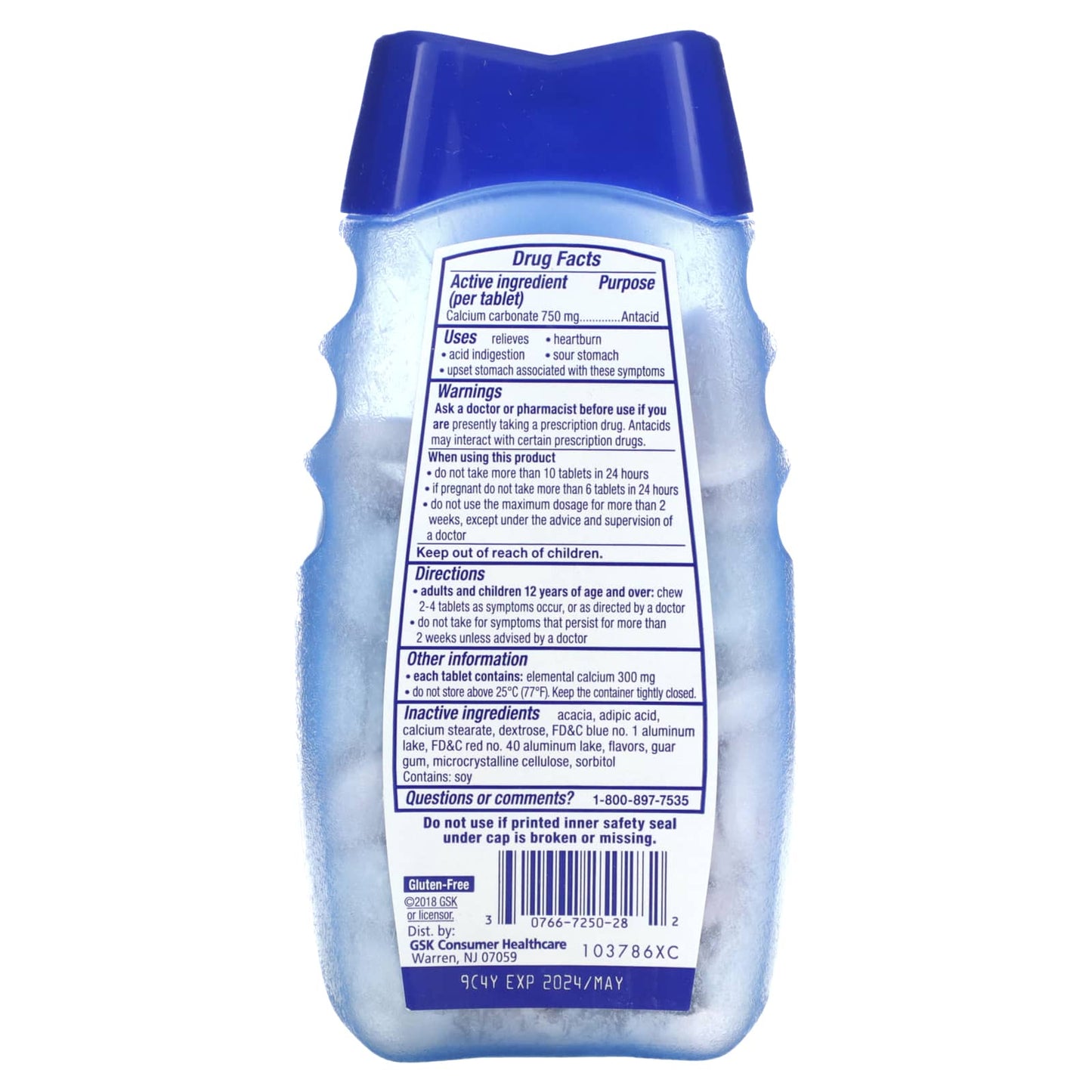 Tums, Extra Strength Antacid, Smoothies,  Berry Fusion, 750 mg, 140 Chewable Tablets - Image 2