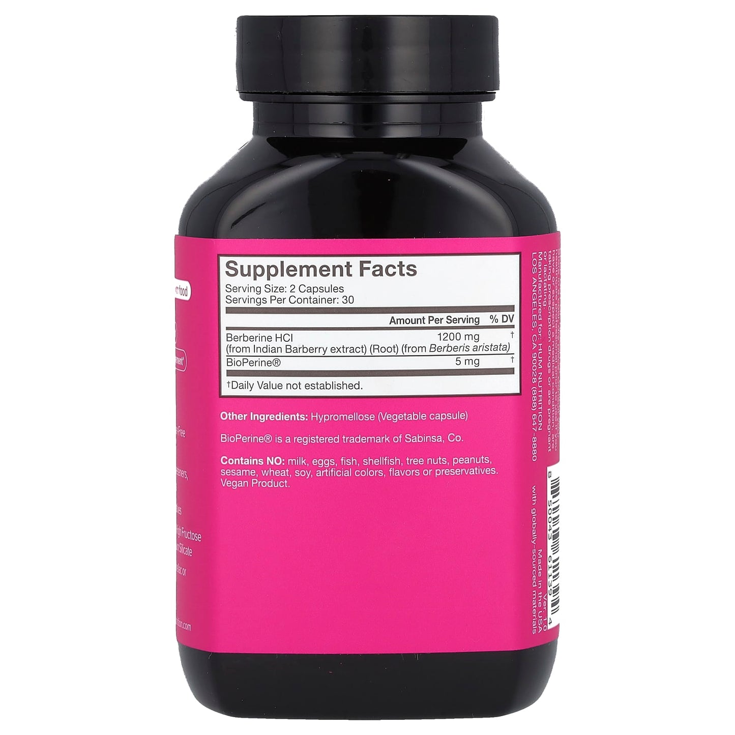 Berberine Supplement for Healthy Glucose & Weight Management - 60 Vegan Capsules - Image 2
