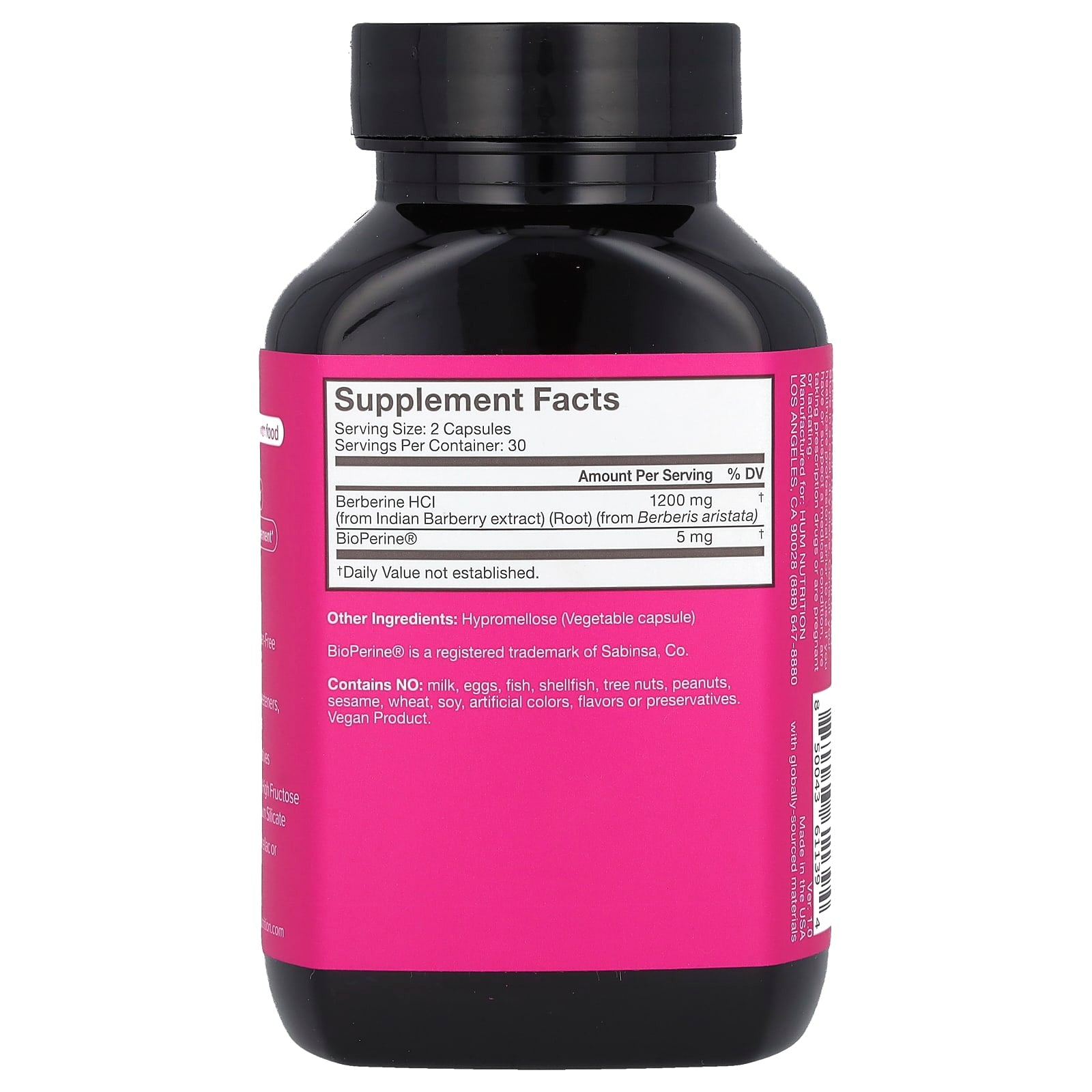 Berberine Supplement for Healthy Glucose & Weight Management - 60 Vegan Capsules - Image 2