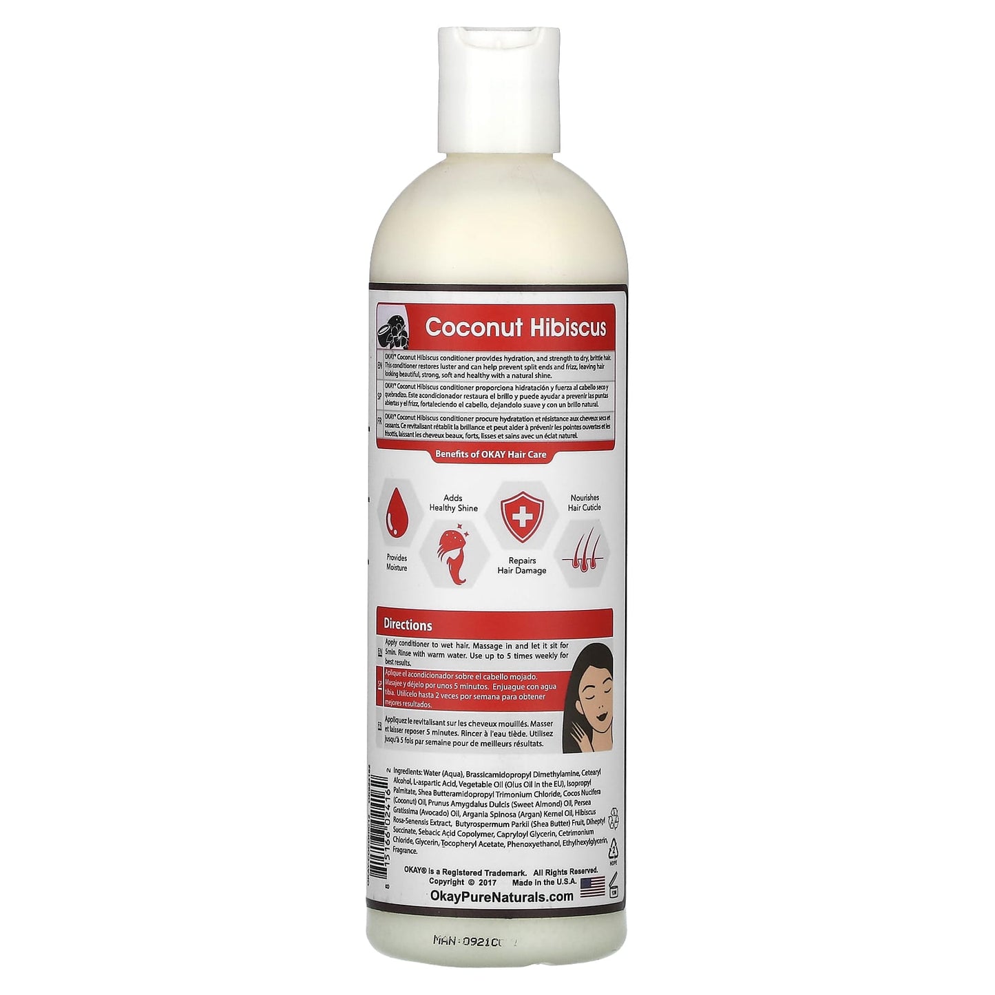 Okay Pure Naturals, Conditioner, Coconut Hibiscus, 12 fl oz (355 ml) - Image 2