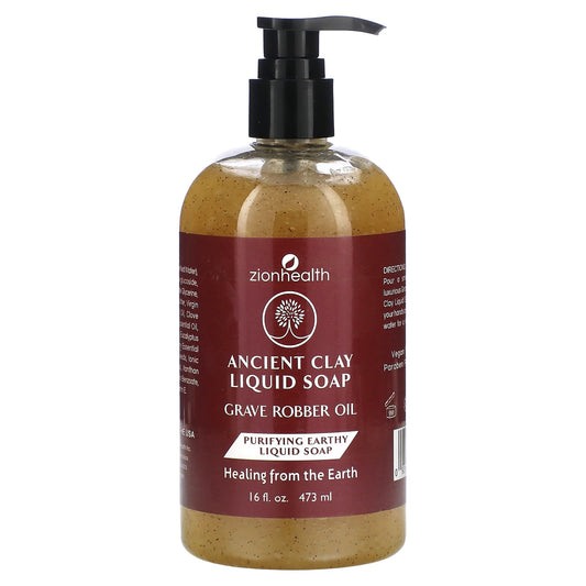 Zion Health, Ancient Clay Liquid Soap, Grave Robber Oil, 16 fl oz (473 ml) - Image 1