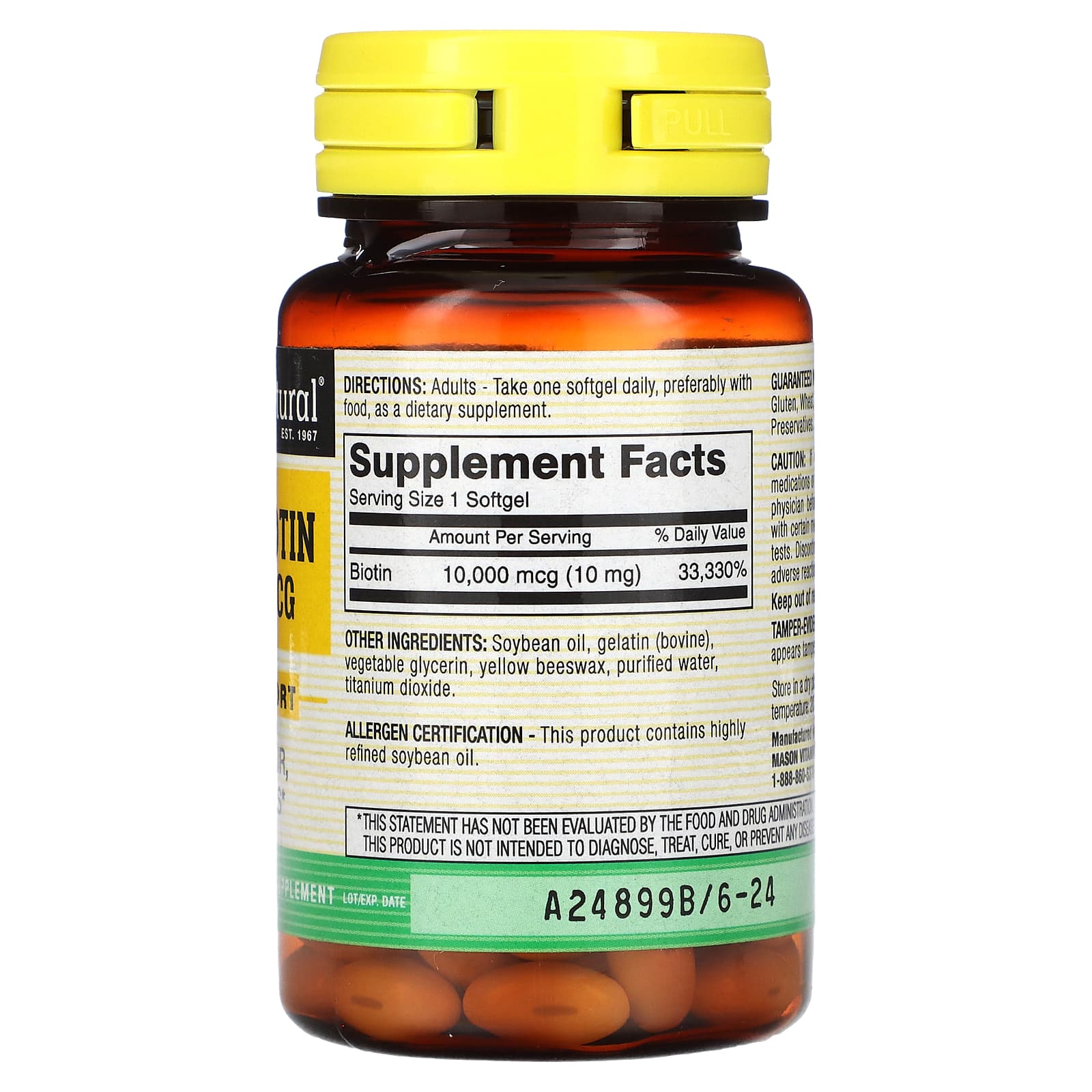 Mason Natural, Mega Biotin, 10,000 mcg, 50 Softgels - Image 2