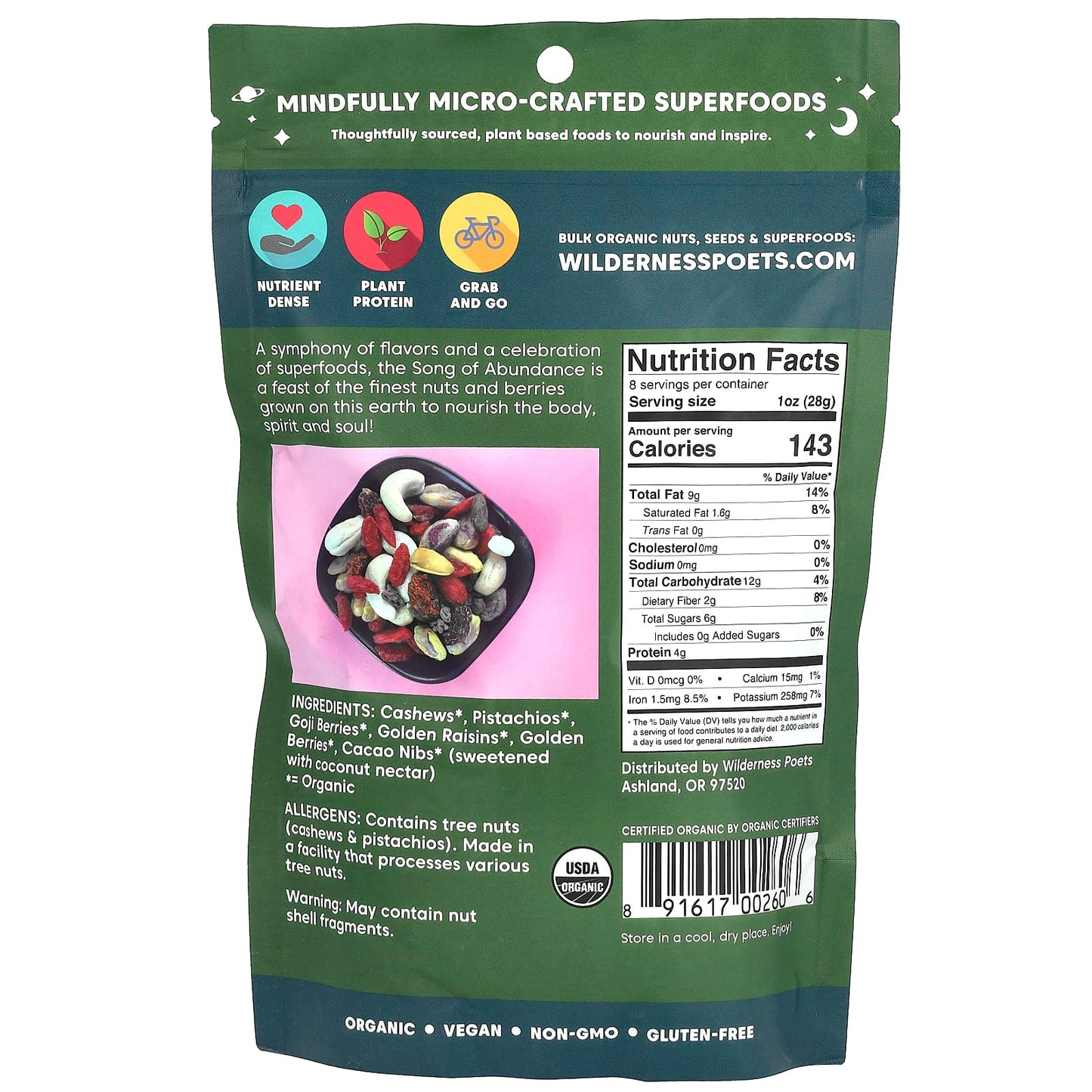 Wilderness Poets, Wild Mix, Abundance Trail Mix, 8 oz (226 g) - Image 2