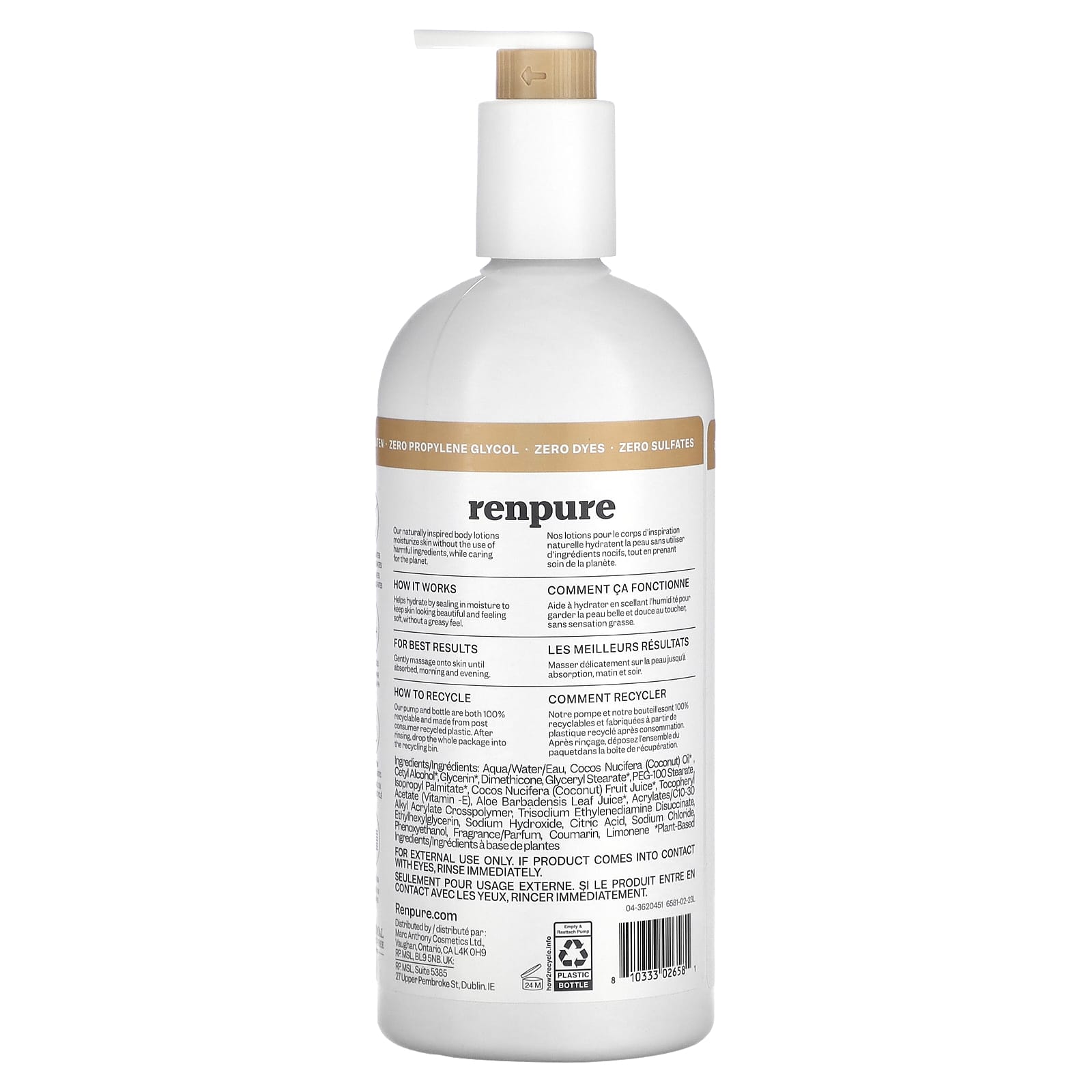 Renpure, Hydrating Body Lotion, Coconut Milk & Vitamin E, 24 fl oz (710 ml) - Image 2