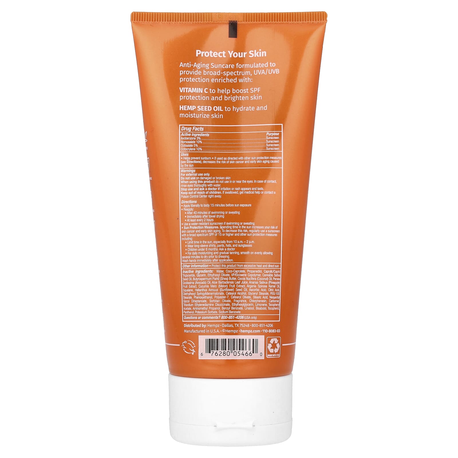 Hempz Herbal Sunscreen with SPF 50, Sweet Pineapple & Honey Melon, 6 fl oz - Image 2