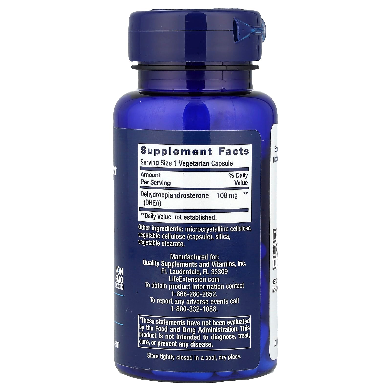 Life Extension, DHEA, 100 mg, 60 Vegetarian Capsules - Image 2