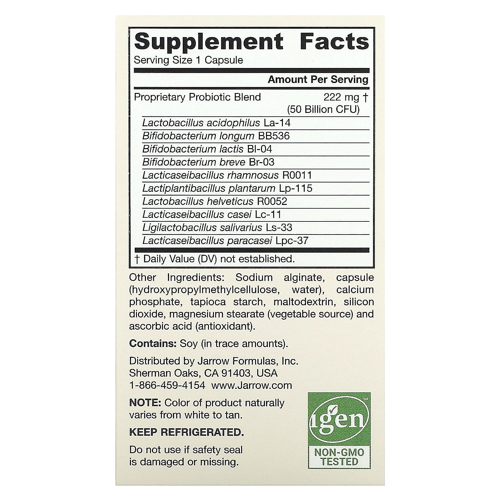 Jarrow Formulas <strong>Jarro-Dophilus</strong> 50 Billion CFU, 60 Veggie Capsules - Image 2