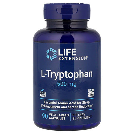 Life Extension, L-Tryptophan, 500 mg, 90 Vegetarian Capsules - Image 1