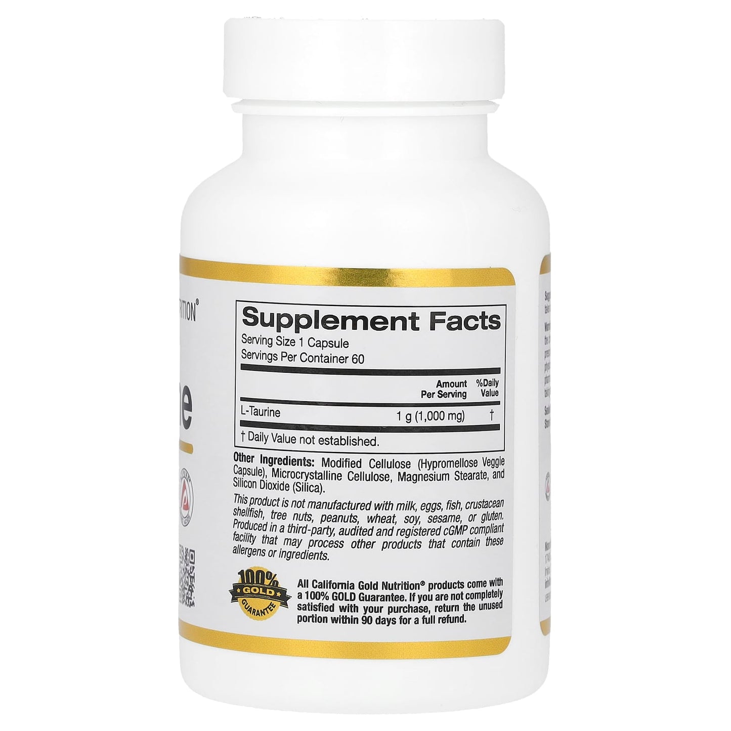 L-Taurine Supplement by California Gold Nutrition, 1,000 mg, 60 Capsules - Image 2