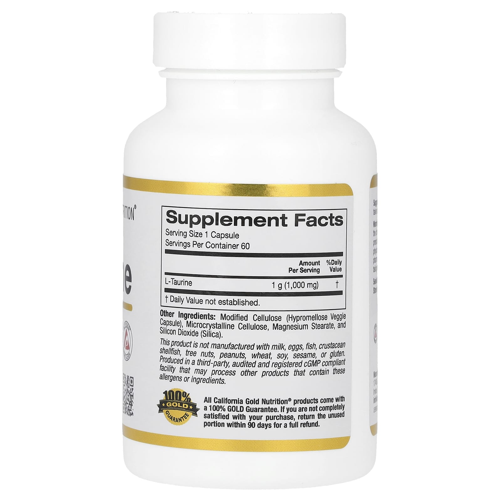 L-Taurine Supplement by California Gold Nutrition, 1,000 mg, 60 Capsules - Image 2
