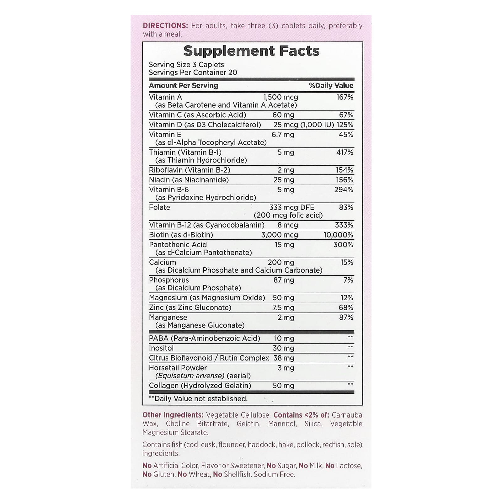 Nature's Bounty, Hair, Skin & Nails, 60 Coated Caplets - Image 2