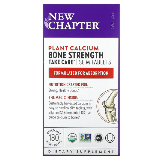 New Chapter, Plant Calcium, Bone Strength Take Care, 180 Vegetarian Slim Tablets - Image 1