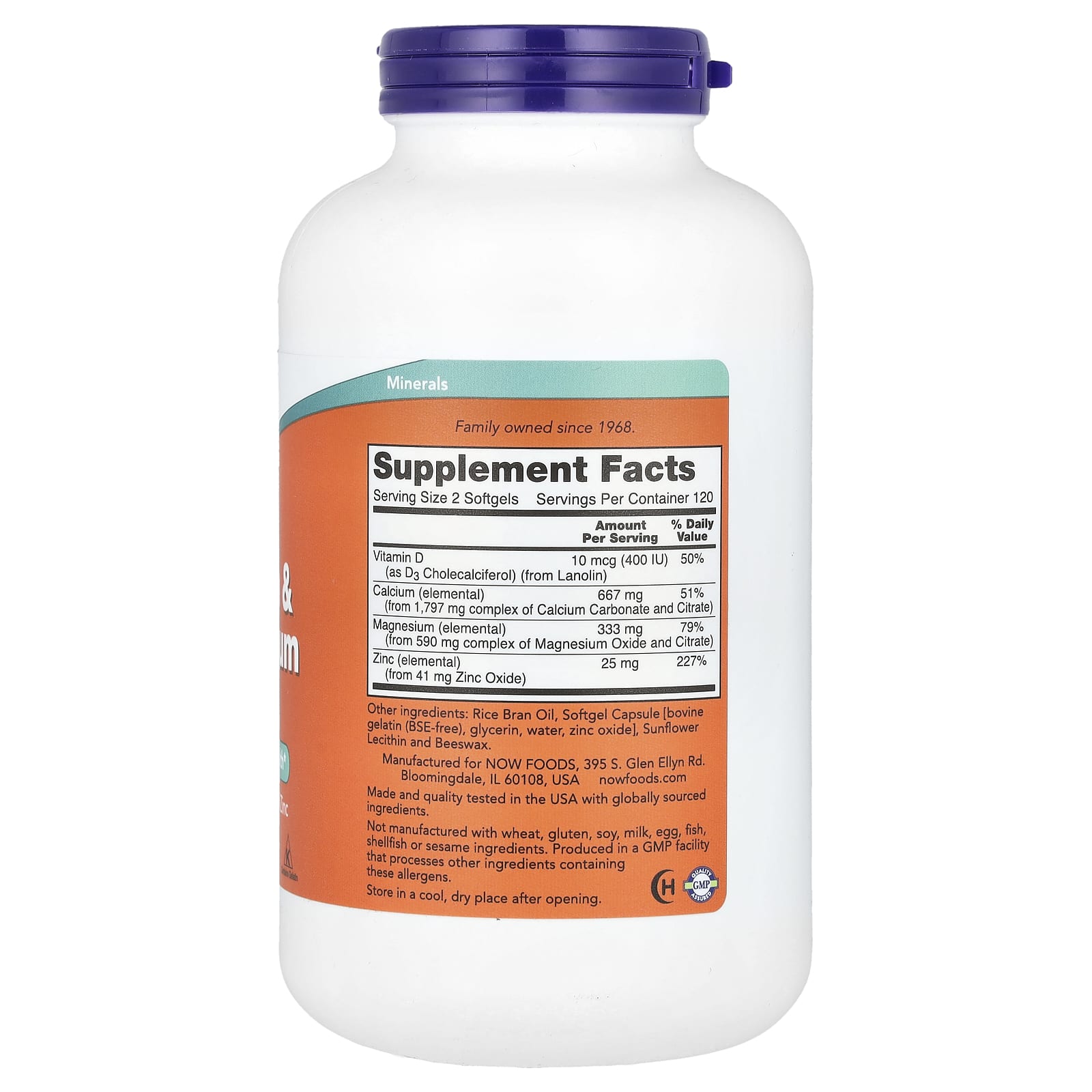 NOW Foods, Calcium & Magnesium, 240 Softgels - Image 2