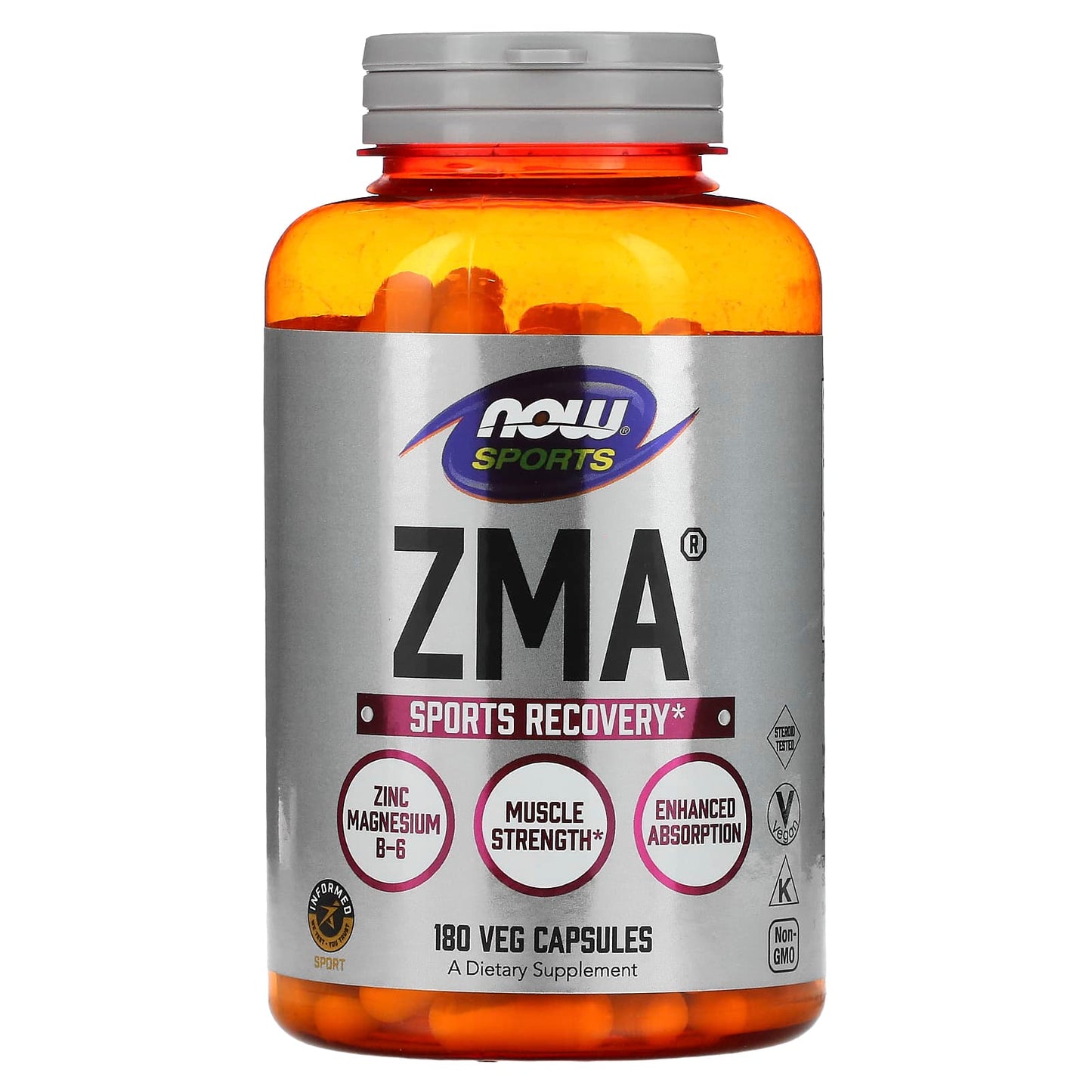 NOW Foods, Sports, ZMA, Sports Recovery, 180 Veg Capsules - Image 1