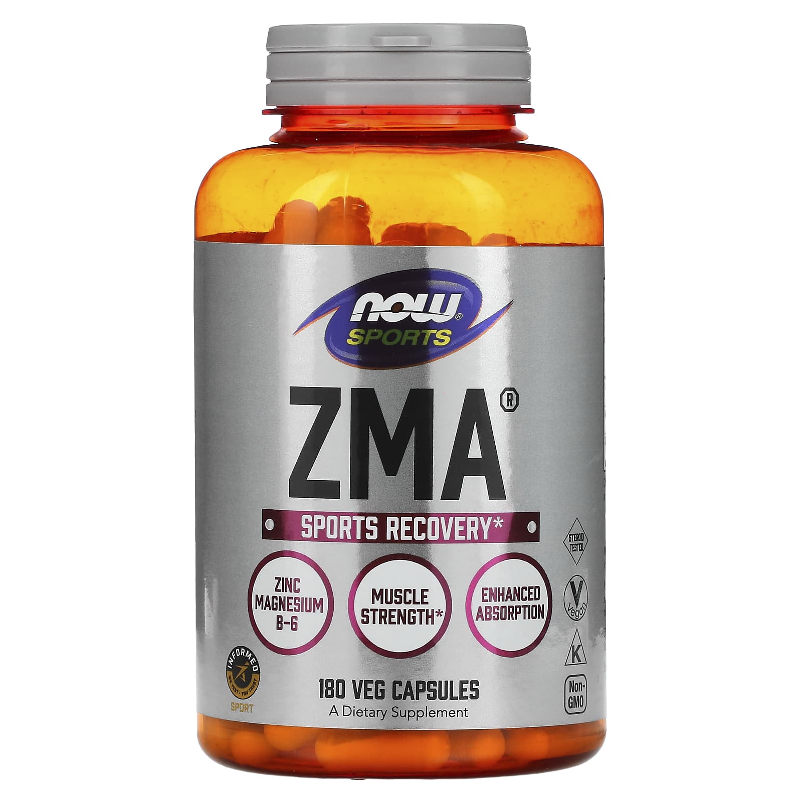 NOW Foods, Sports, ZMA, Sports Recovery, 180 Veg Capsules - Image 1