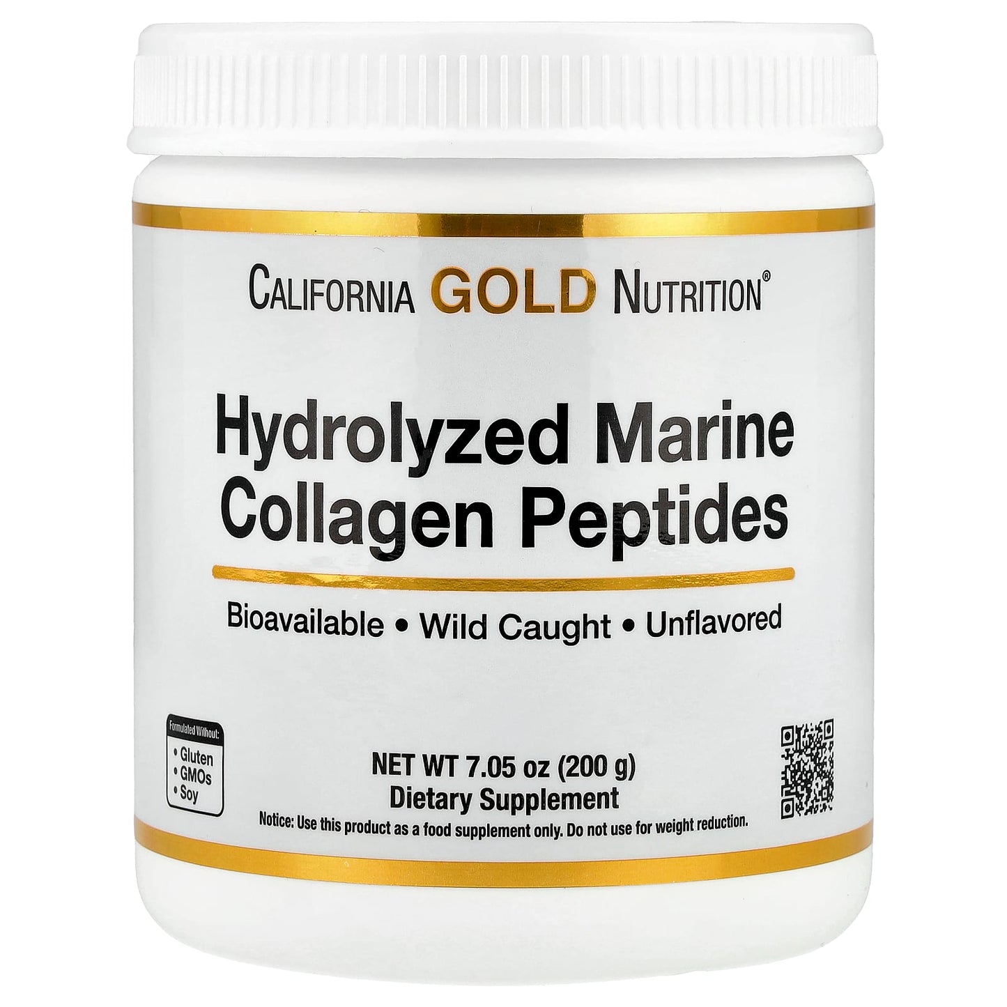 Hydrolyzed Marine Collagen Peptides by California Gold Nutrition - 200g - Image 1