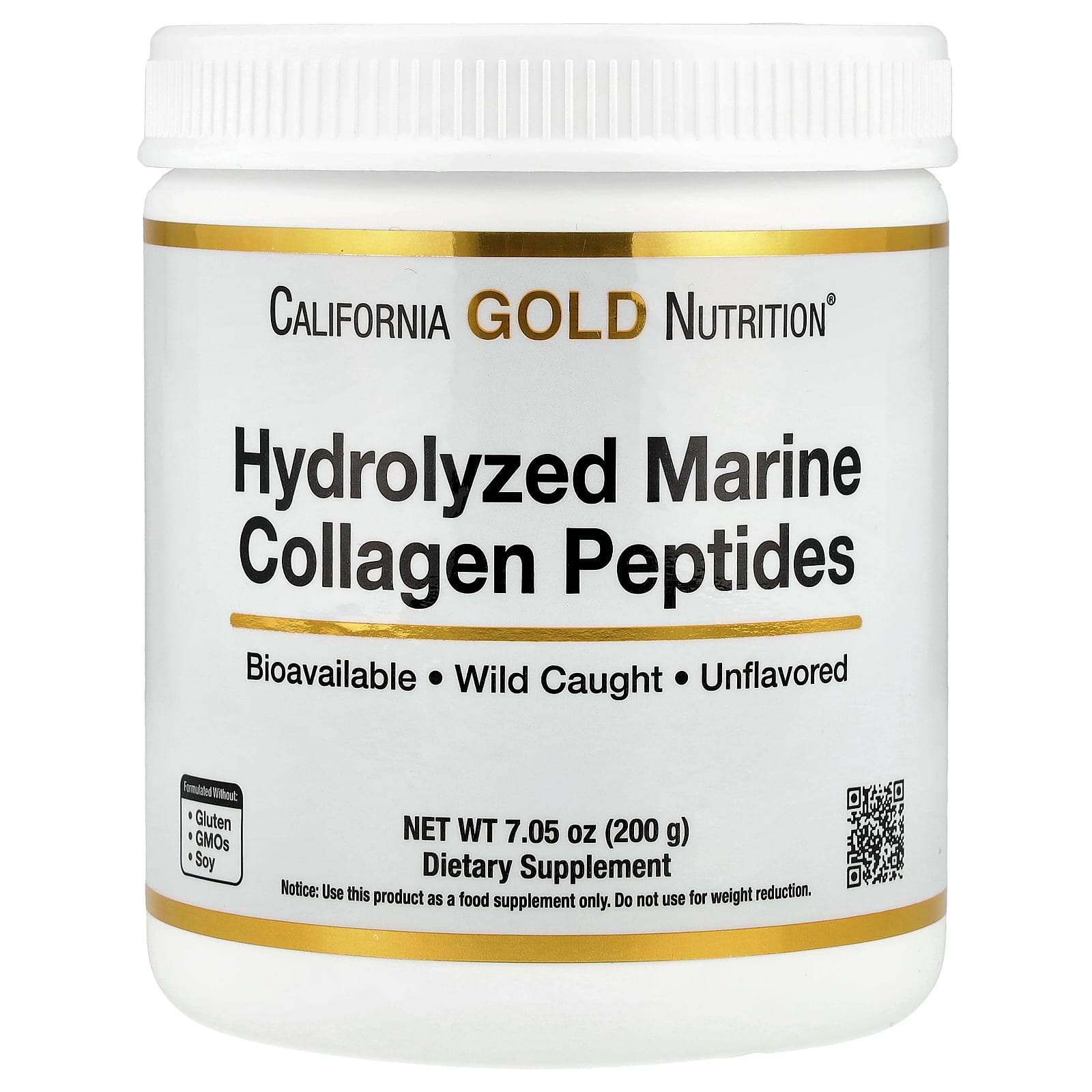 Hydrolyzed Marine Collagen Peptides by California Gold Nutrition - 200g - Image 1