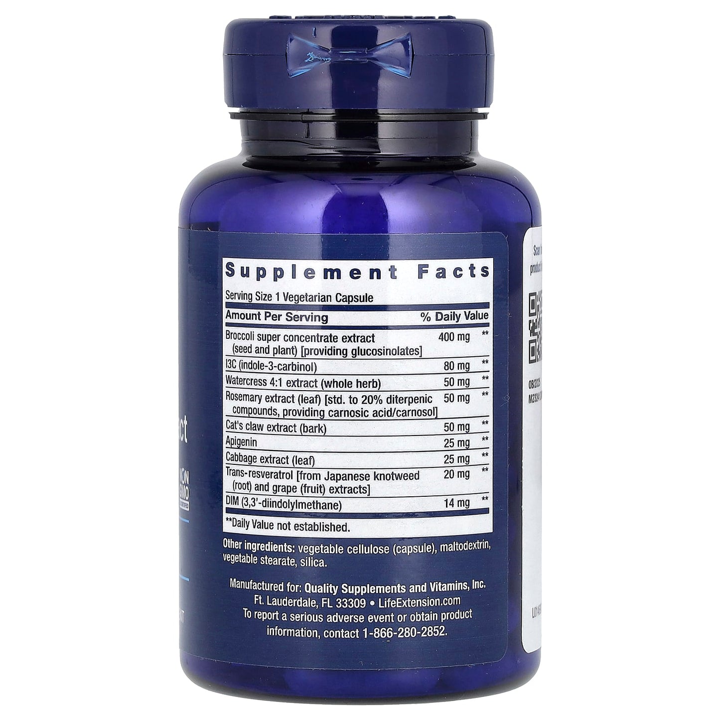 Life Extension, Triple Action Cruciferous Vegetable Extract with Resveratrol, 60 Vegetarian Capsules - Image 2