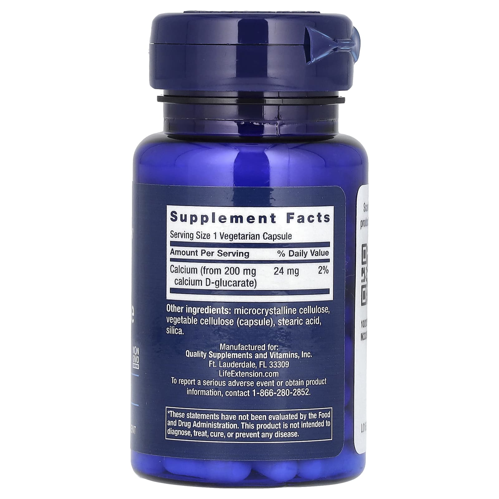 Life Extension, Calcium D-Glucarate, 200 mg, 60 Vegetarian Capsules - Image 2