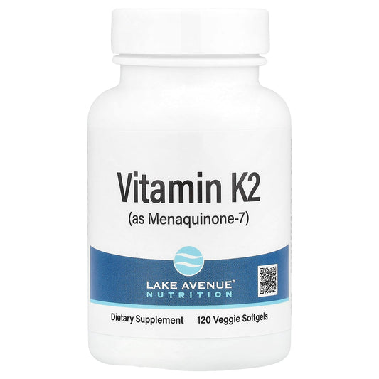 Vitamin K2 Supplements by Lake Avenue Nutrition - 120 Softgels - Image 1