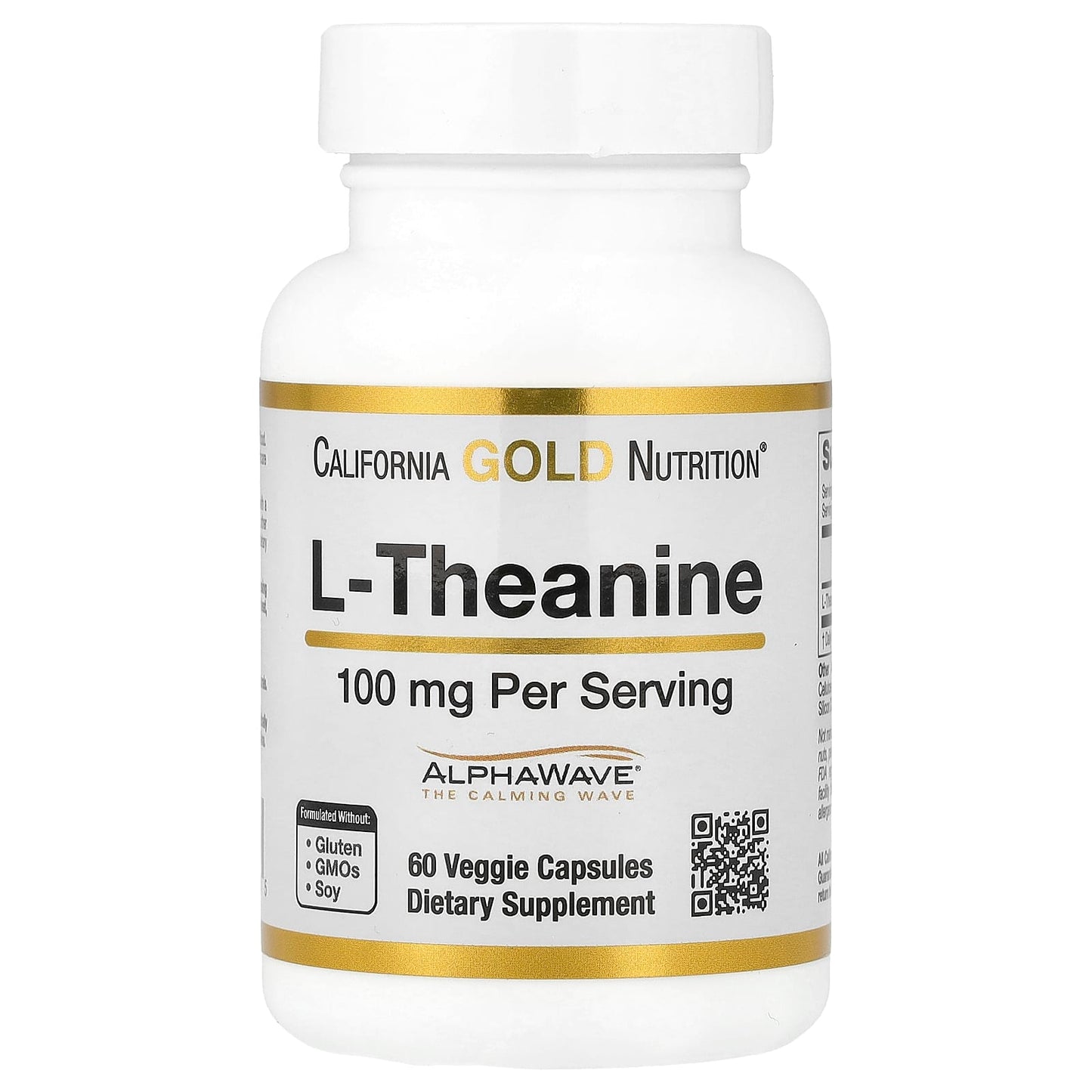 Unlock Relaxation with California Gold Nutrition's L-Theanine 100mg, 60 Veggie Capsules - Image 1