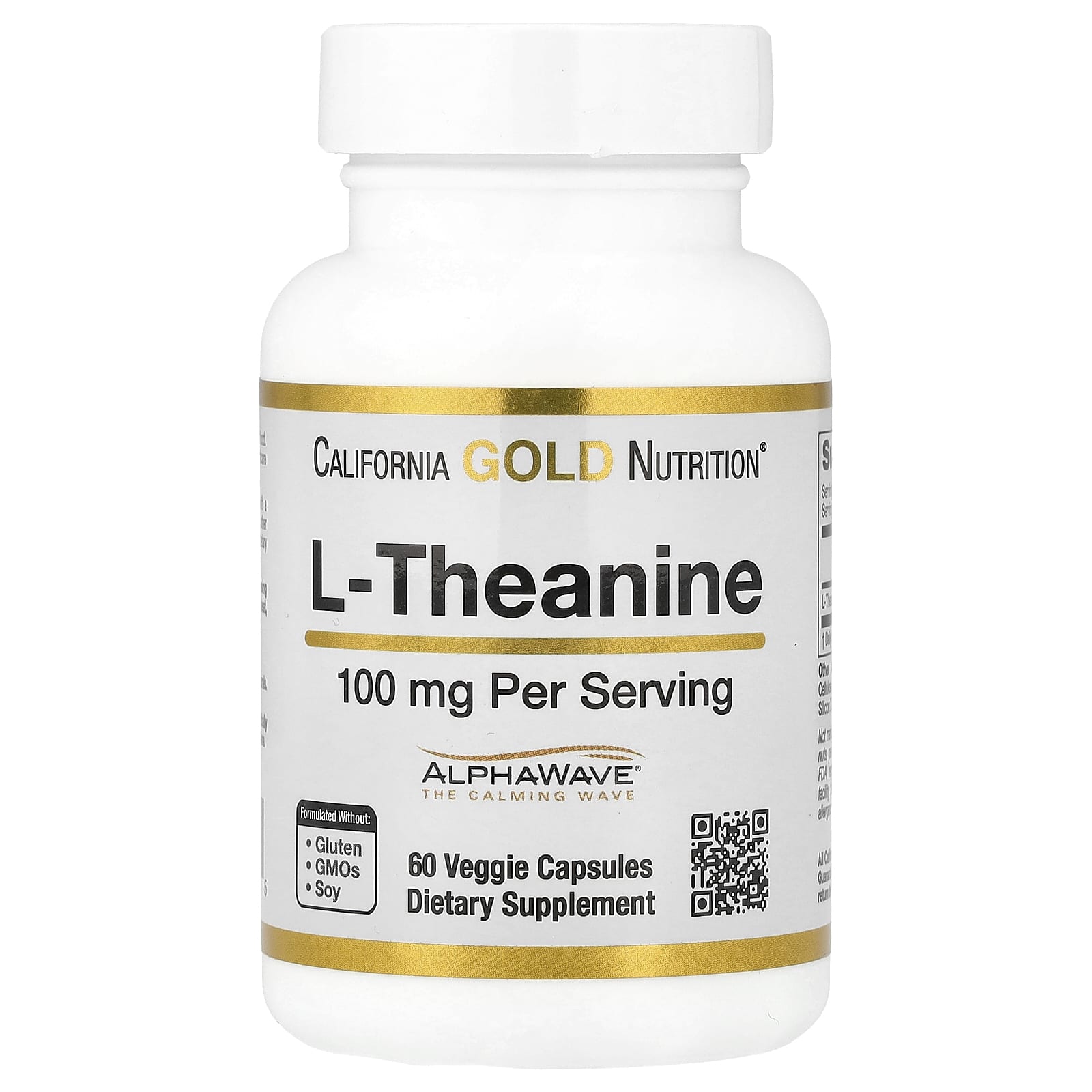 Unlock Relaxation with California Gold Nutrition's L-Theanine 100mg, 60 Veggie Capsules - Image 1