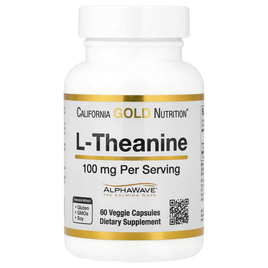 Unlock Relaxation with California Gold Nutrition's L-Theanine 100mg, 60 Veggie Capsules - Image 1